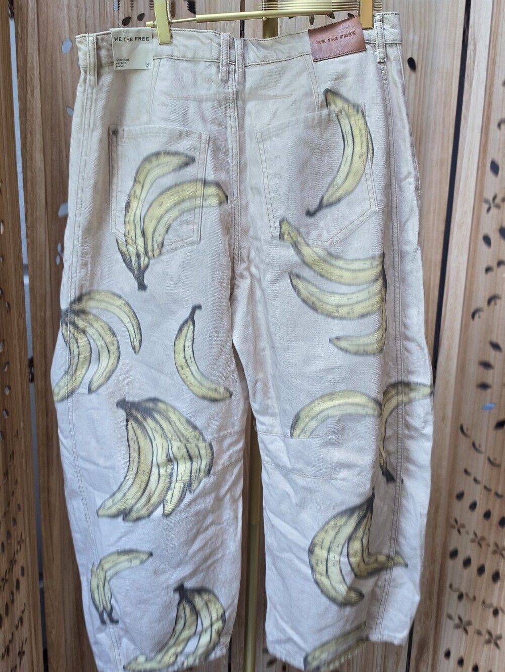 NWT We The Free Good Luck Printed Barrel Jeans in Go Bananas - Picture 13 of 16